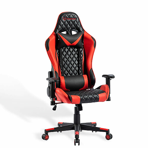 FOXSPORT Fauteuil gamer,chaise gaming ergonomique à dossier haut, accoudoirs 2D,dossier inclinable à 180°(rouge)