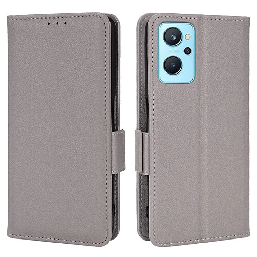 Etui en PU texture litchi avec support, gris pour votre Realme 9i/Oppo A36 4G/A76 4G