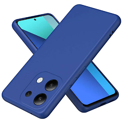 Htdmobiles Coque pour Xiaomi Redmi Note 13 4G - housse etui silicone gel fine + verre trempe - BLEU FONCE