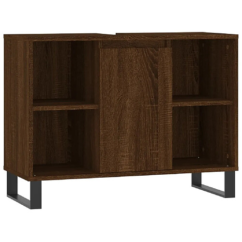 Maison Chic Armoire salle de bain,Meuble de rangement de salle de bain,Meuble haut chêne marron 80x33x60cm bois d'ingénierie -GKD349002