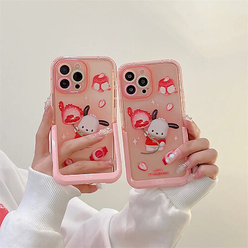 GUPBOO Étui pour iPhone13ProMax Strawberry Umbrella Pacha Dog Personality Phone Case Support créatif