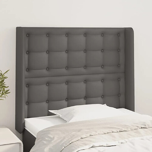 vidaXL Tête de lit avec oreilles Gris 103x16x118/128 cm Similicuir