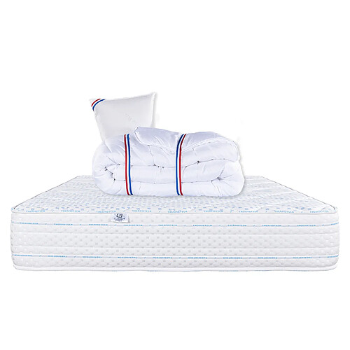 LUXURY LITERIE Matelas 90x190 cm, Thermotec, 24 cm, mémoire de forme, ferme, face été/hiver + 1 oreiller + couette