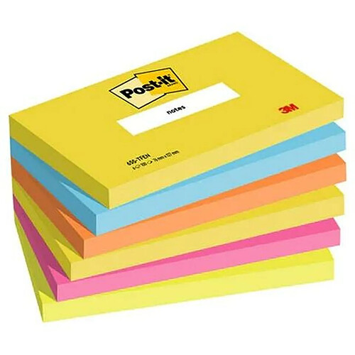 Notes Adhésives Post-it ENERGETIC 7,6 X 12,7 cm Multicouleur (76 x 127 mm) (6 Unités)