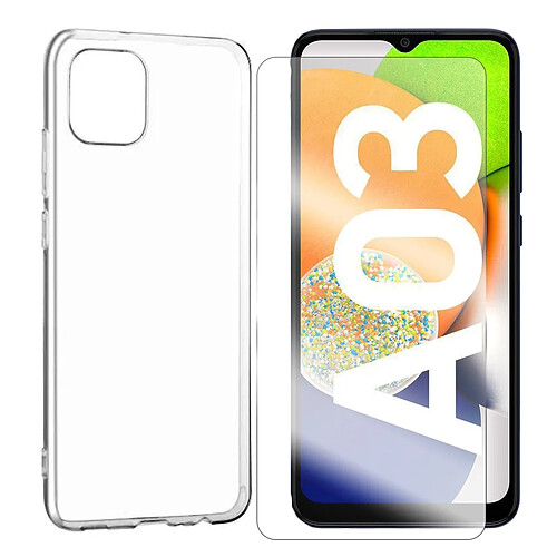 Visiodirect Coque souple silicone de protection transparent + verre trempé pour Samsung Galaxy A03 SM-A035F 6.5"