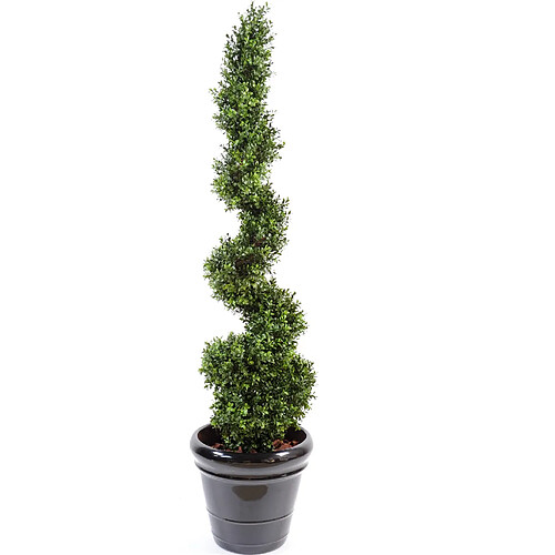 Pegane Plante artificielle haute gamme Spécial extérieur / Buis Artificiel forme Spirale - Dim : 130 x 35 cm