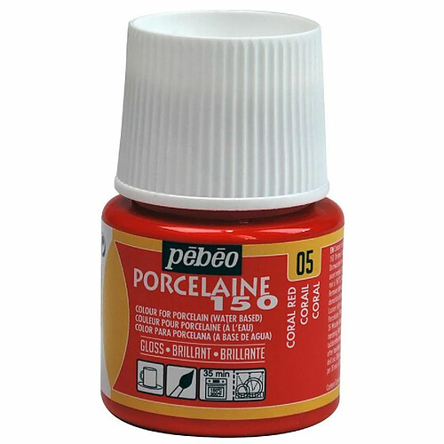 Pebeo Peinture à l'eau brillante pour porcelaine - Corail - 45 ml