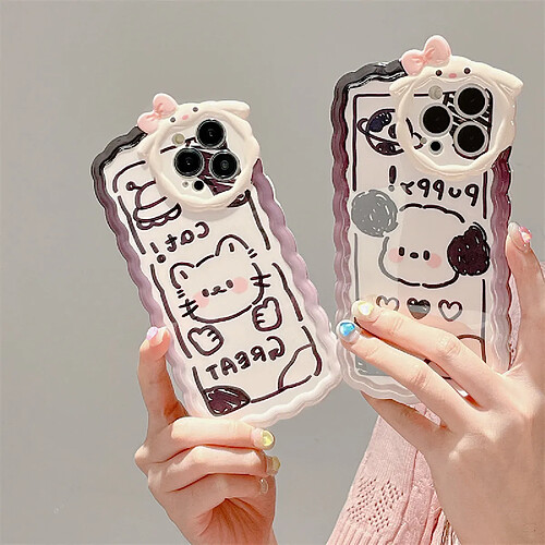 GUPBOO Étui pour iPhone12 Graffiti Bizan Cat Fun Phone Case Simple Cartoon Femme