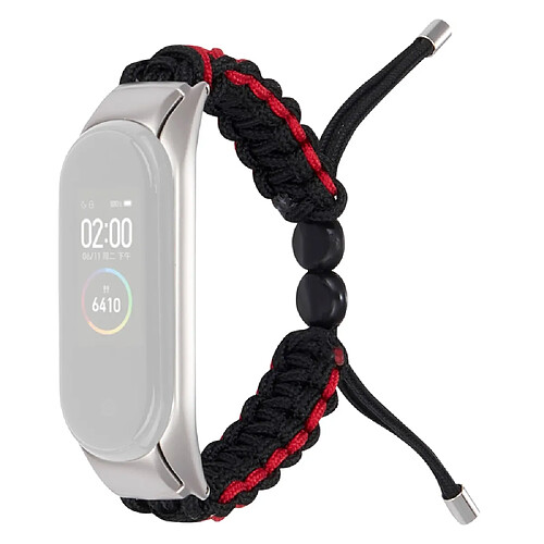 Bracelet en nylon cordon de serrage réglable, noir/rouge pour votre Xiaomi Mi Band 3/Mi Band 4