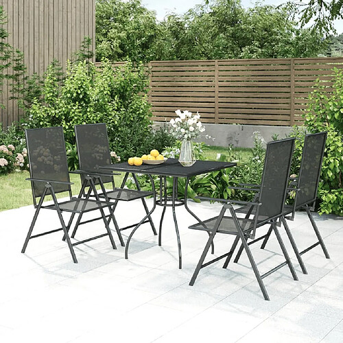 Salle à manger de jardin 5 pcs,Table et chaise à dîner anthracite acier -MN60026