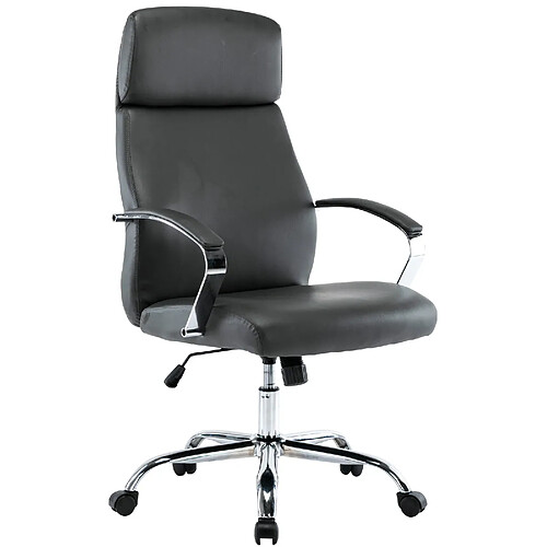 Decoshop26 Fauteuil de bureau avec mécanisme d'inclinaison accoudoirs pivotant en PVC gris et métal chromé 10_0002494