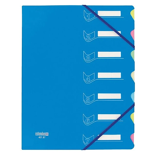 Trieur à élastiques carton / plastique Extendos 7 compartiments A4 - bleu