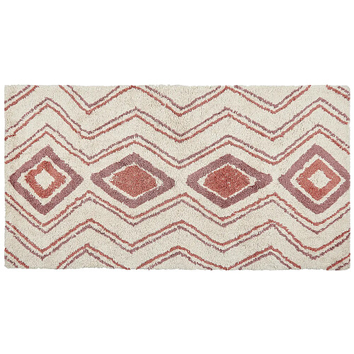 Beliani Tapis en coton beige et rose 80 x 150 cm KASTAMONU