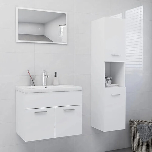 vidaXL Ensemble de meubles de salle de bain Blanc Aggloméré