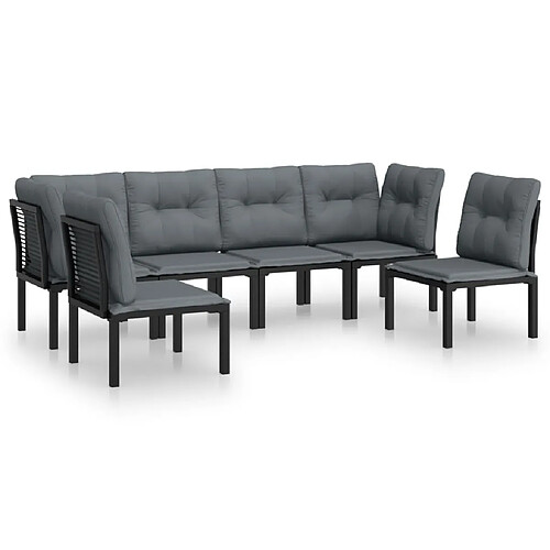 Maison Chic Salon de jardin 6 pcs - Table et chaises d'extérieur - Mobilier/Meubles de jardin Moderne noir et gris résine tressée -MN11053