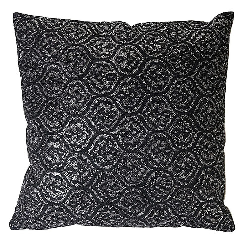 Decoshop26 Coussin Noir/Gris Brillant