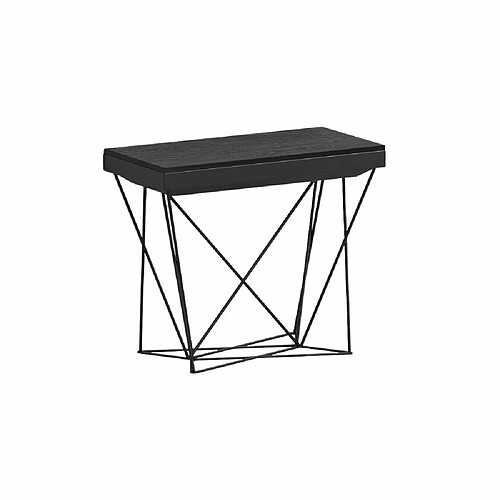 Inside 75 Table console extensible a rallonges AVIANCA plateau Noir charbon largeur 90cm