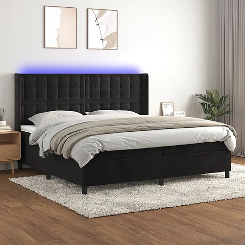 Sommier à lattes,Cadre à lattes de lit pour Adulte matelas et LED Noir 200x200 cm Velours -MN45184