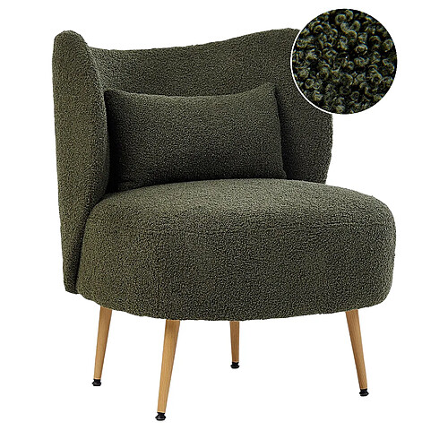 Beliani Fauteuil OTSBY II avec coussin Bouclé Vert foncé