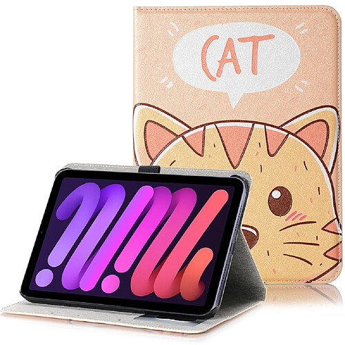 Etui en PU motif dessin animé avec support chat pour votre Apple iPad mini (2021)