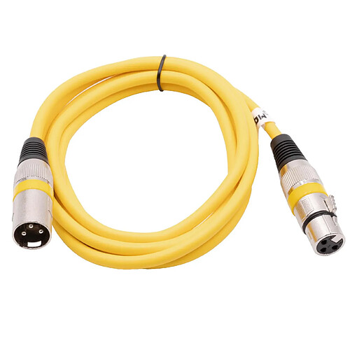 vhbw Câble lumière DMX, 2m, prise XLR mâle et femelle, 3 broches, câble PVC, jaune compatible avec éclairage scénique, projecteurs ...