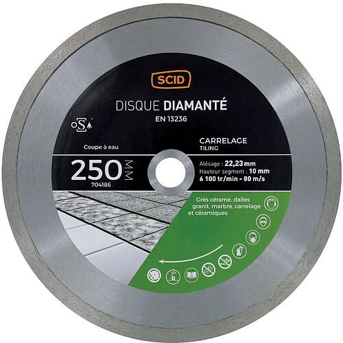 Disque diamanté carreleur milieu de gamme SCID Ø250mm