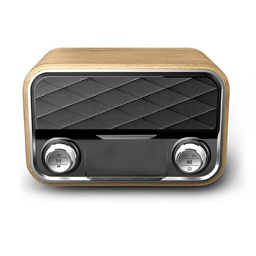 Chrono Radio rétro Bluetooth avec AUX/FM, radio d'urgence avec antenne, haut-parleur Bluetooth portable haut de gamme compatible avec les tablettes Android,Bois clair