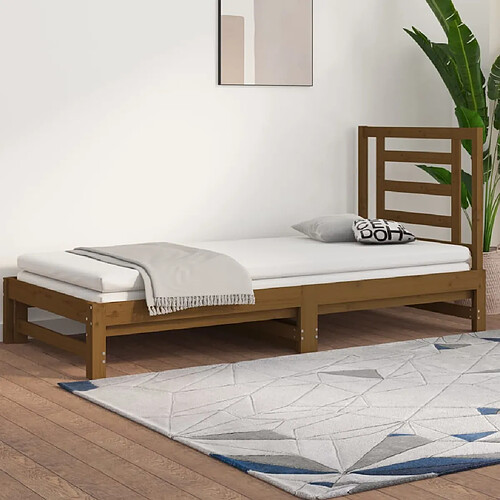 vidaXL Lit coulissant sans matelas marron miel 2x(90x200) cm