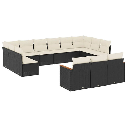 Maison Chic Salon de jardin avec coussins 13 pcs, Ensemble Tables et chaises de jardin, noir résine tressée -GKD766319