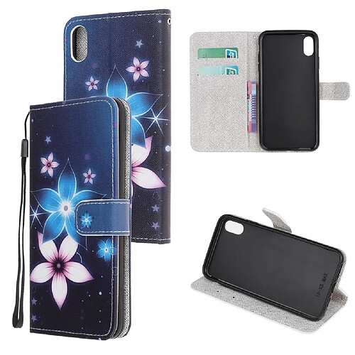 Etui en PU texture croisée à motifs avec support et sangle fleur pour votre Apple iPhone XR 6.1 pouces