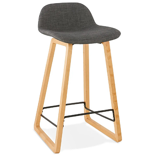 Alterego Tabouret snack mi-hauteur scandinave 'BALTIK MINI' en tissu gris