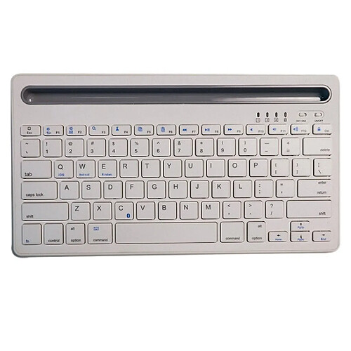 Universal Clavier Bluetooth, mini clavier sans fil avec porte-téléphone, clavier rechargeable double canal, iPad/téléphone mobile, blanc |