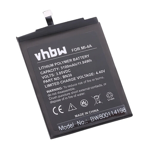 vhbw Li-Polymère batterie 3100mAh (3.85V) pour téléphone portable mobil smartphone Xiaomi Mi 4a, Redmi 4a