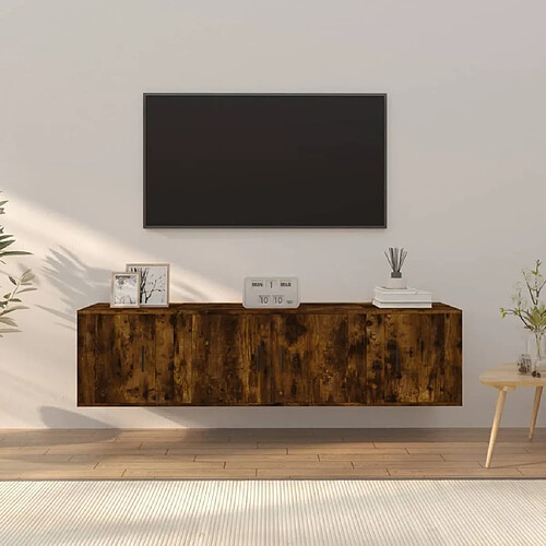 Maison Chic Ensemble de meubles TV 3 pcs pour salon - Chêne fumé Bois d'ingénierie -MN23289