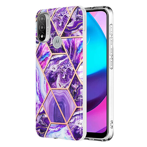 Coque en TPU anti-empreintes digitales, galvanoplastie IMD IML, motif marbre, 2,0 mm violet foncé pour votre Motorola Moto E20/E30/E40