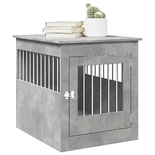 vidaXL Meuble de cage pour chiens gris béton 64,5x80x71 cm