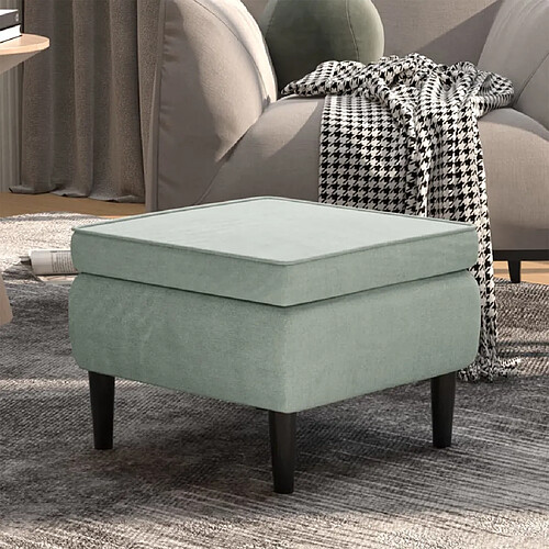 vidaXL Tabouret avec pieds en bois Gris clair Velours