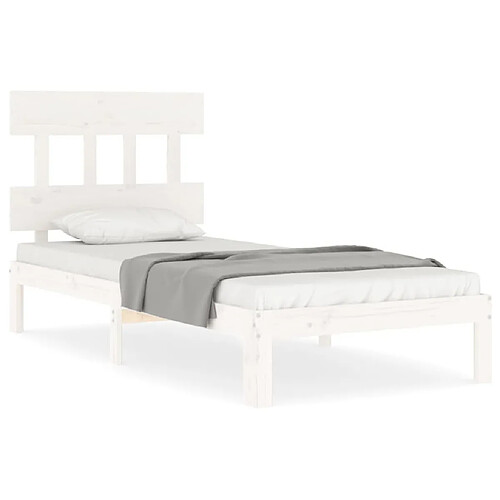 Maison Chic Cadre/structure de lit avec tête de lit pour adulte - Lit Moderne Chambre blanc simple bois massif -MN49576