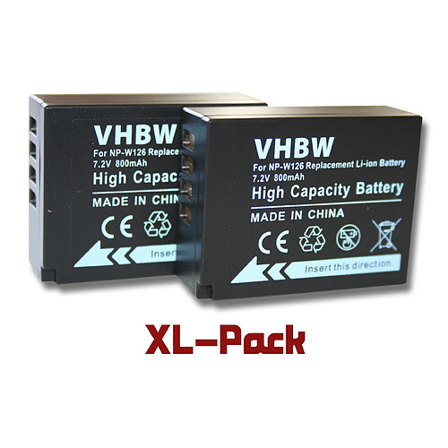 vhbw 2x batteries 800mAh (7.2V) pour appareil photo Fujifilm X-A2 comme NP-W126.