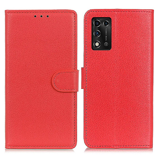 Etui en PU texture litchi avec support, rouge pour votre ZTE Libero 5G II 5G