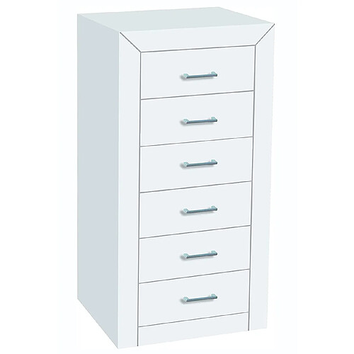 Pegane Chiffonnier Meuble de rangement en MDF et pin massif coloris blanc - Longueur 50 x Profondeur 40 x Hauteur 102 cm