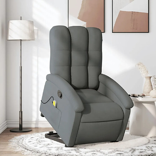 vidaXL Fauteuil de massage inclinable Gris foncé Tissu