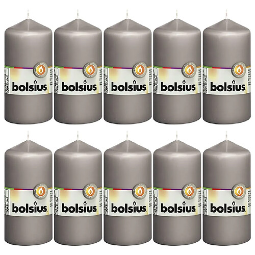 Bolsius Bougies pilier 10 pcs 120x58 mm Gris chaud