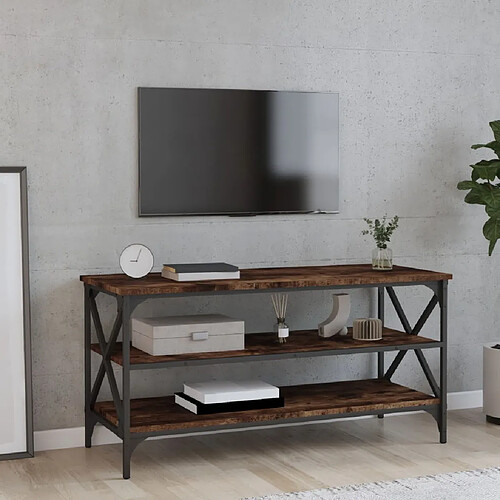 Maison Chic Meuble TV scandinave - Banc TV pour salon Chêne fumé 100x40x50 cm Bois d'ingénierie -MN47476