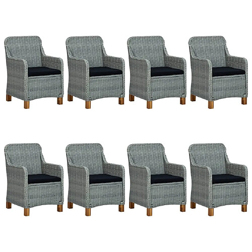 Maison Chic Mobilier à dîner 9 pcs et coussins- Ensemble table et chaises d'extérieur - Salon/Mobilier de jardin classique Résine tressée Gris clair -MN64162