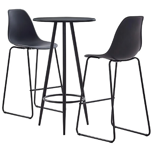 vidaXL Ensemble de bar 3 pcs Plastique Noir