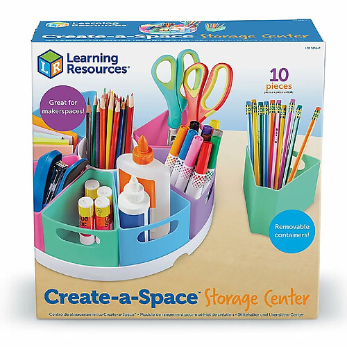 Module de Rangement Create-A-Space (Pastel) de Learning Resources, Organisation des Fournitures, Idéal pour la Classe ou à Domicile, Plastique Facile à Nettoyer, Kit de 10 Pièces (Exclusivité )