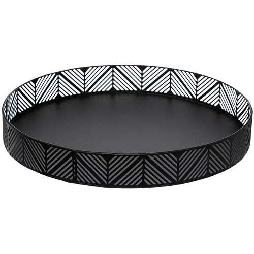 Ac-Deco Plateau à frises - Secret de gourmet - D 30 cm - Noir