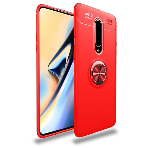 Wewoo Coque Souple Titulaire d'anneau en métal 360 degrés rotation TPU Case pour OnePlus 7 Pro rouge + rouge