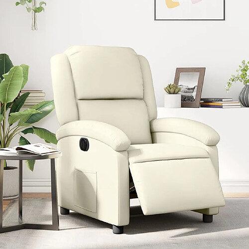 vidaXL Fauteuil inclinable électrique Crème Similicuir